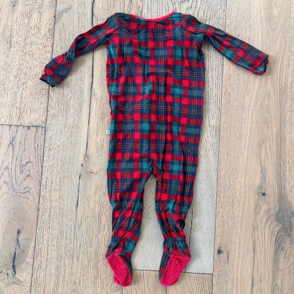 Ruggedbutts ruffle Bamboo Viscose Sleeper Onsie Double Zip Plaid Red 3-6 months - Picture 2 of 6